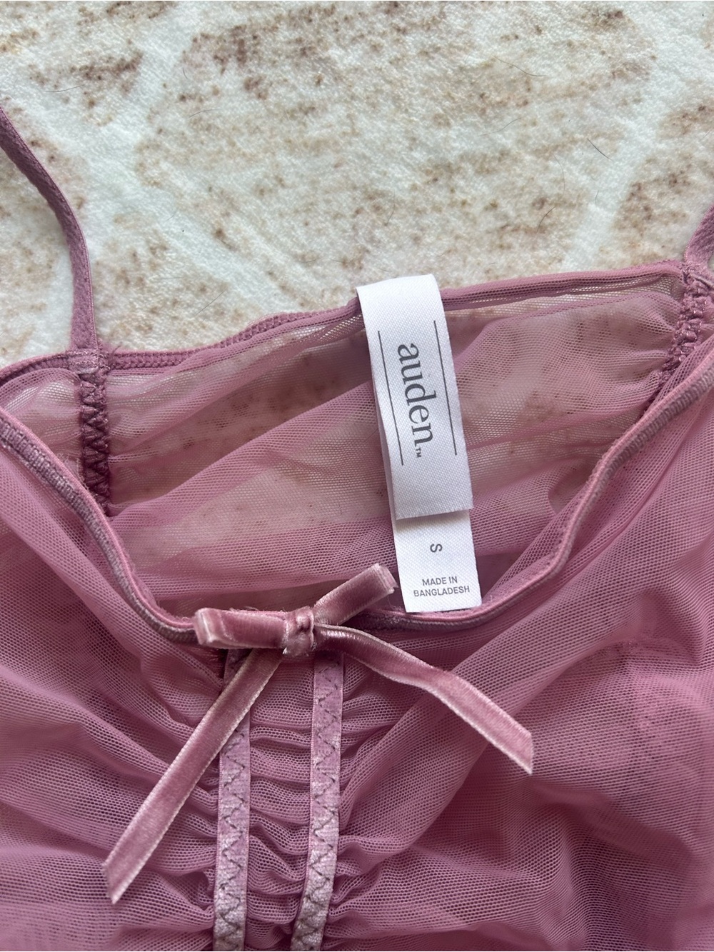 Auden Dusty Rose Ruched Mesh Slip - Picture 3 of 5